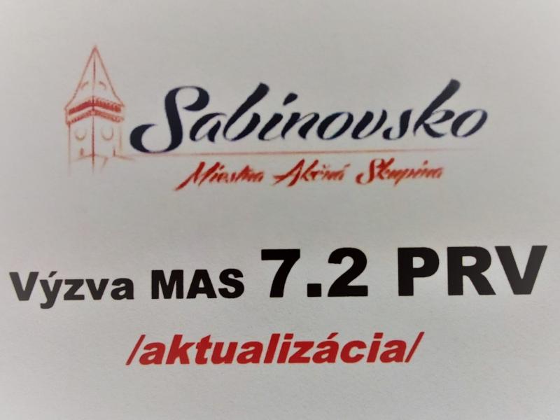 Aktualizácia výzvy 7.2 PRV MAS Sabinovsko